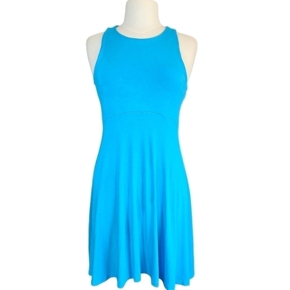 ATHLETA Santorini Thera Dress Light Blue Tencel Modal Dress Size Medium - Picture 2 of 11
